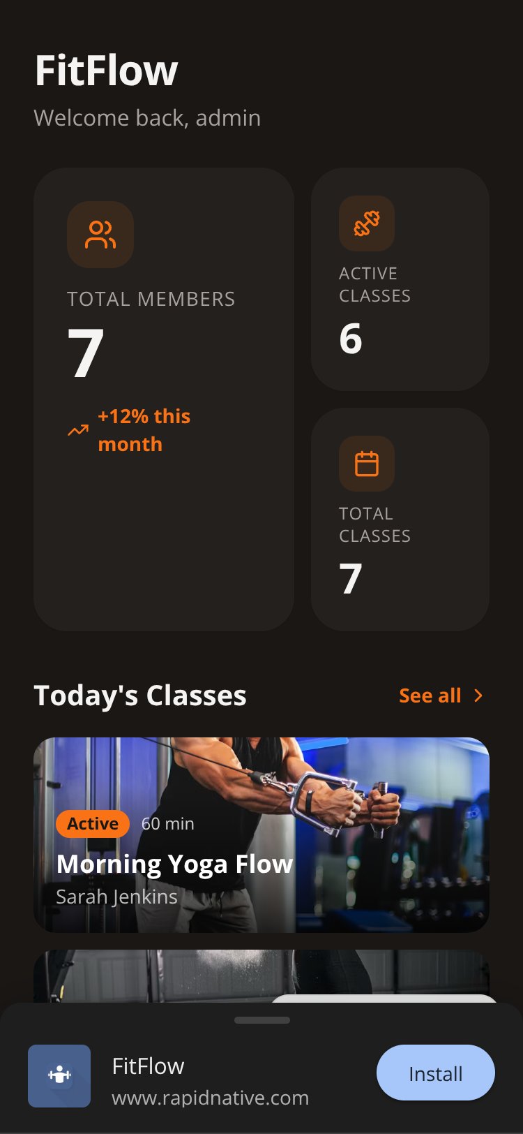FitFlow screen 1