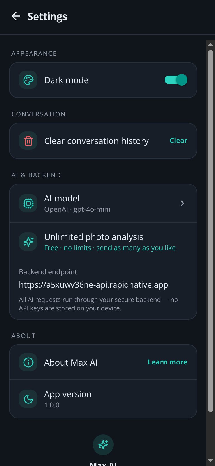 Max AI screen 1
