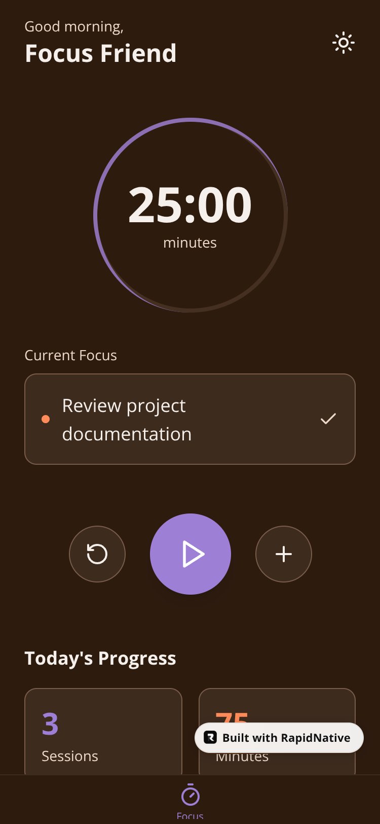 Focus Friend screen 1