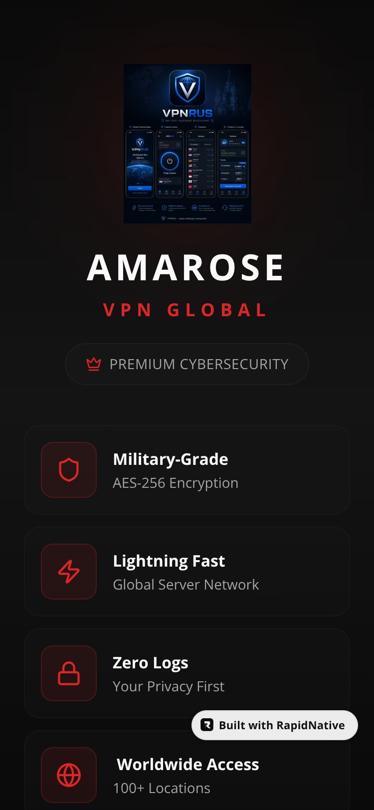 AMAROSE VPN Global screen 1