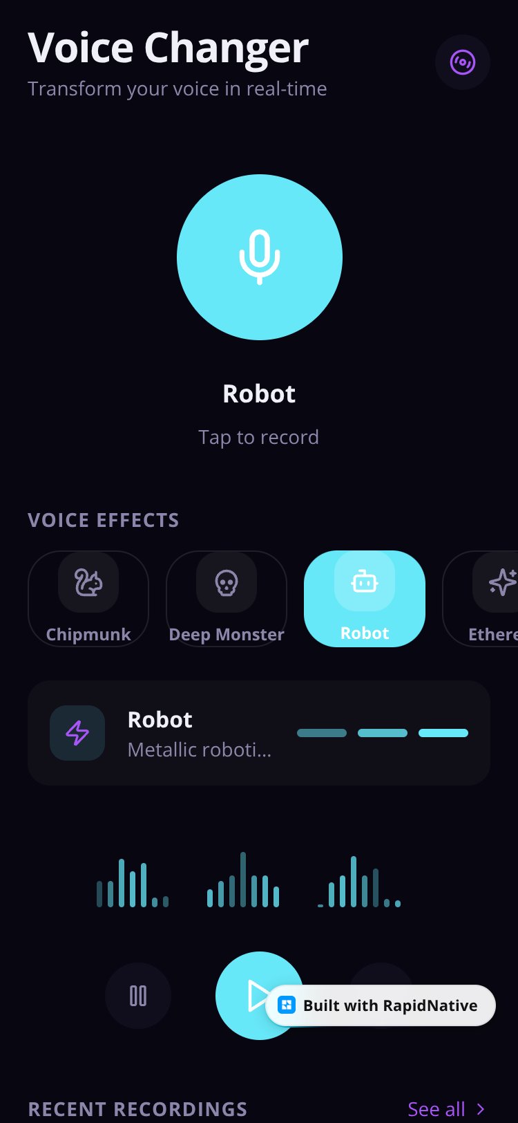 VoxShift screen 1