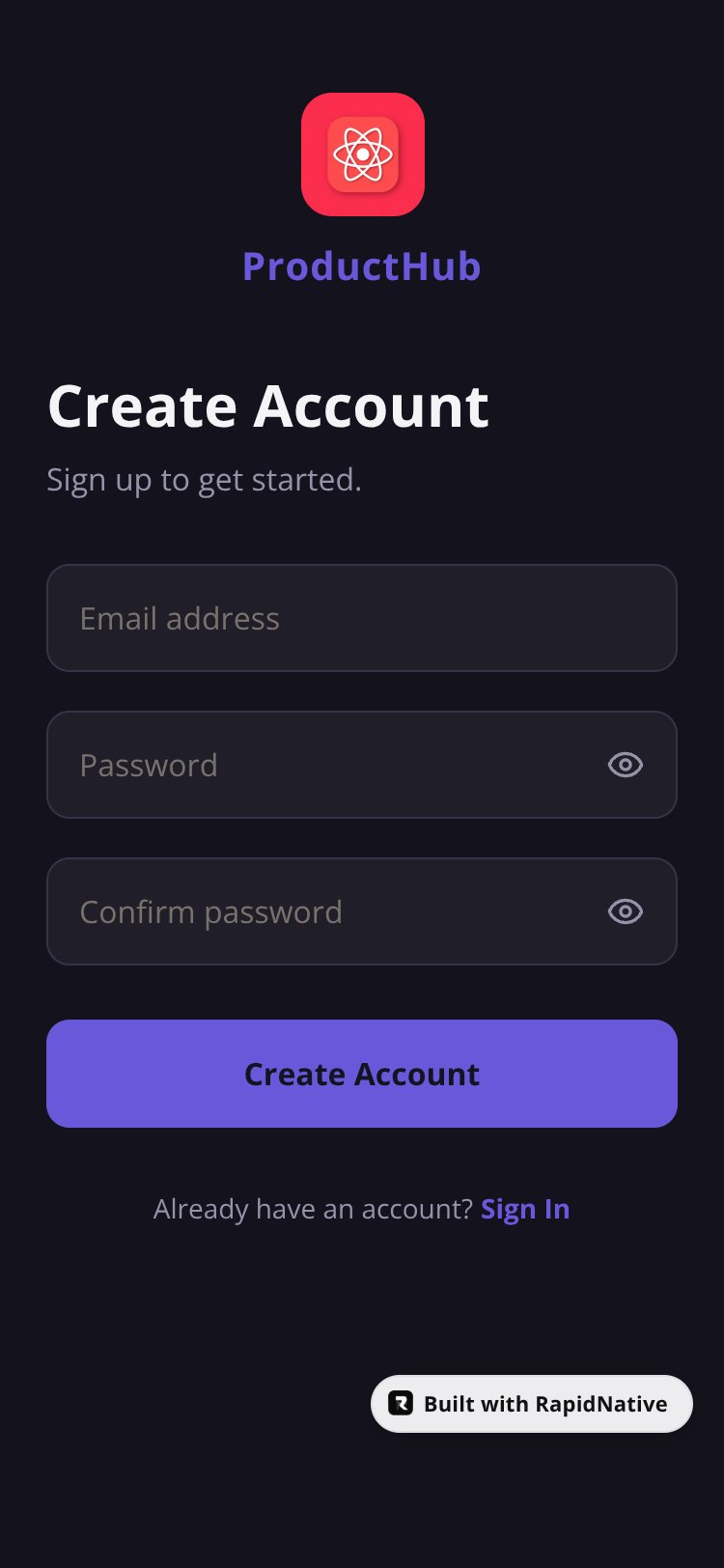 ProductHub screen 1