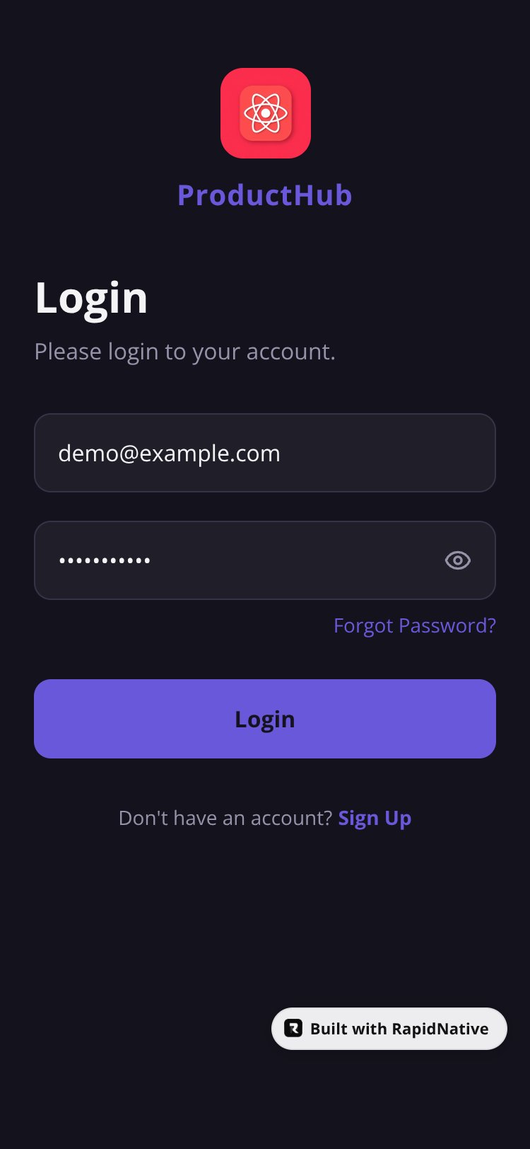 ProductHub screen 2