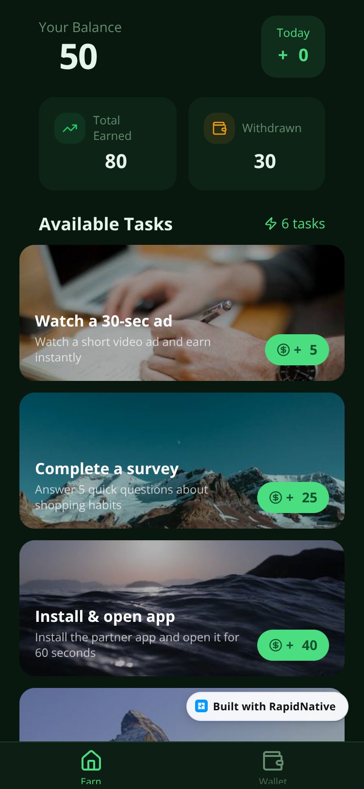 EarnWave screen 1