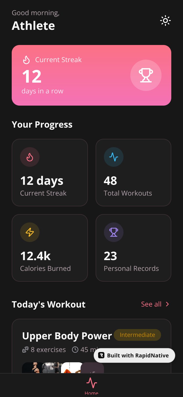 FitTrack screen 1
