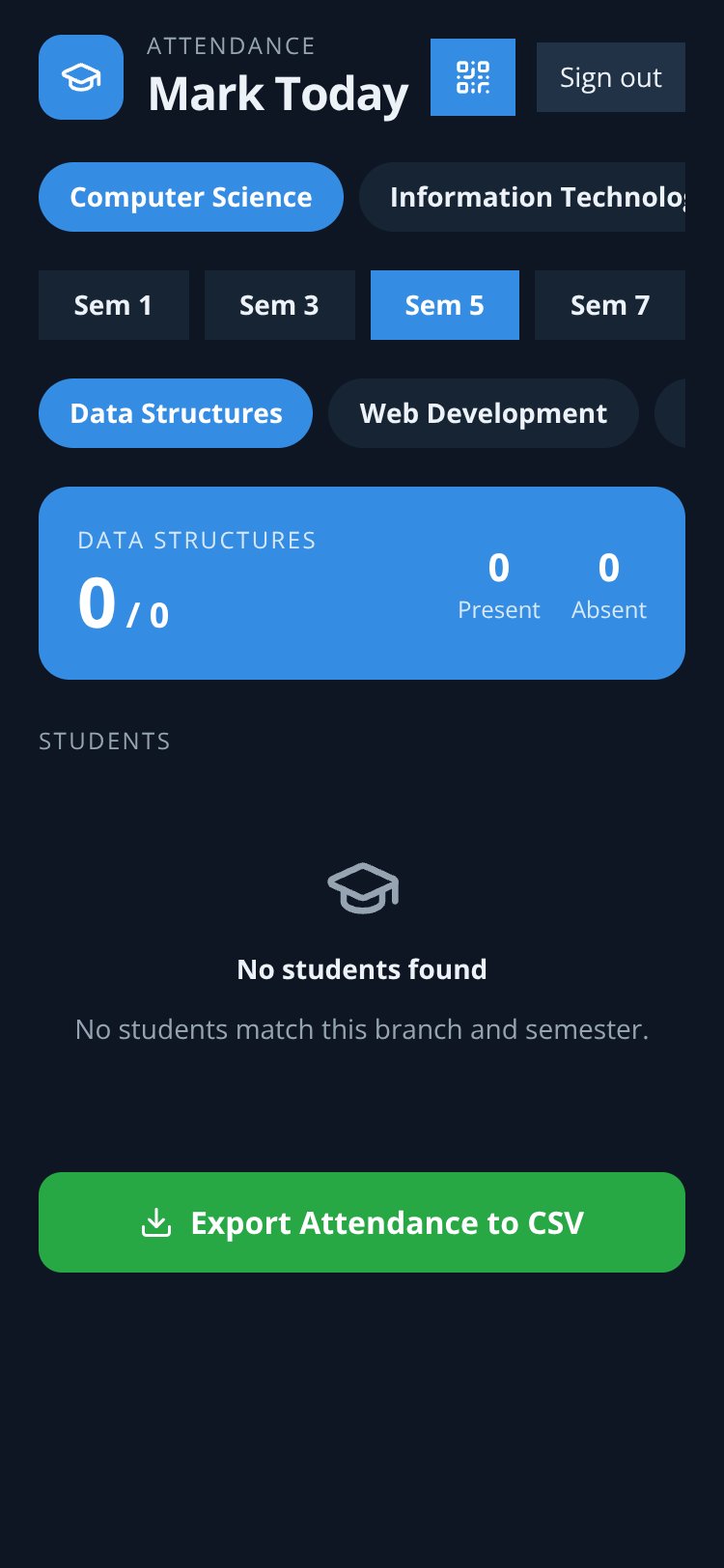 College Attendance screen 1