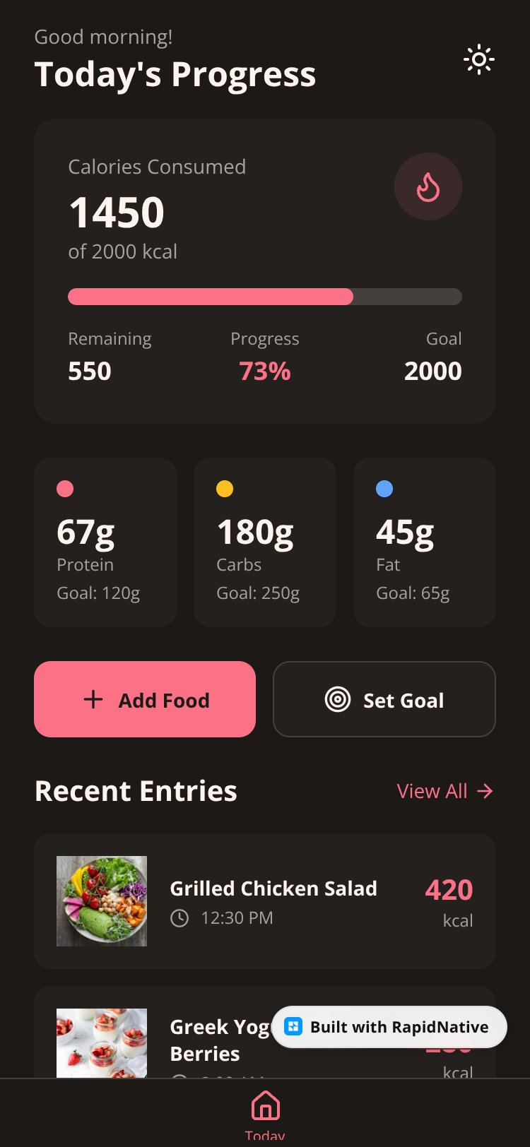 FitTrack screen 1
