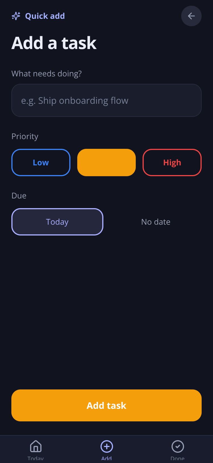 TaskTrack screen 1