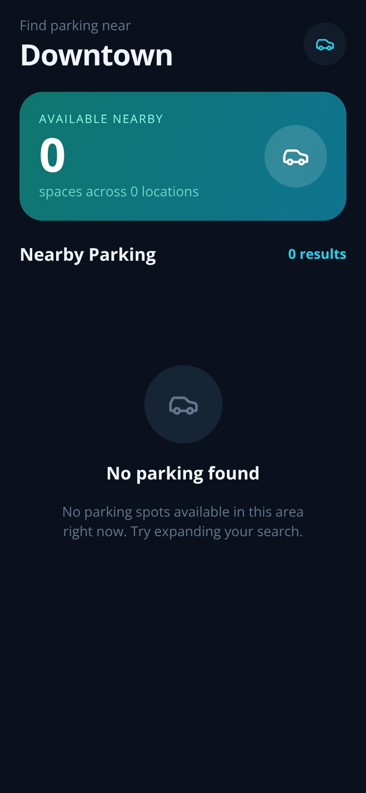 Parking Finder screen 1