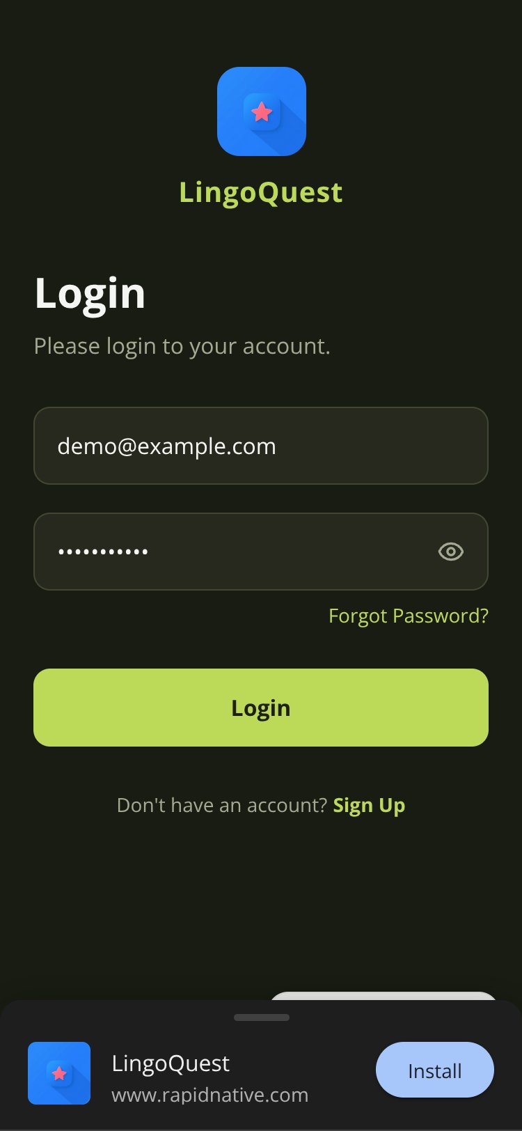 LingoQuest screen 1