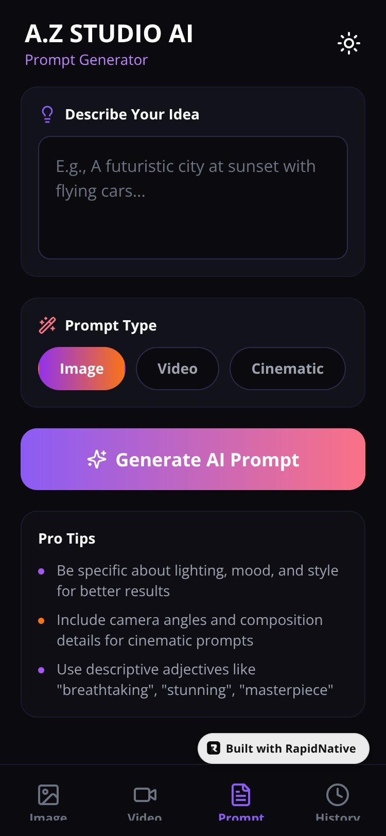 A.Z STUDIO AI screen 1