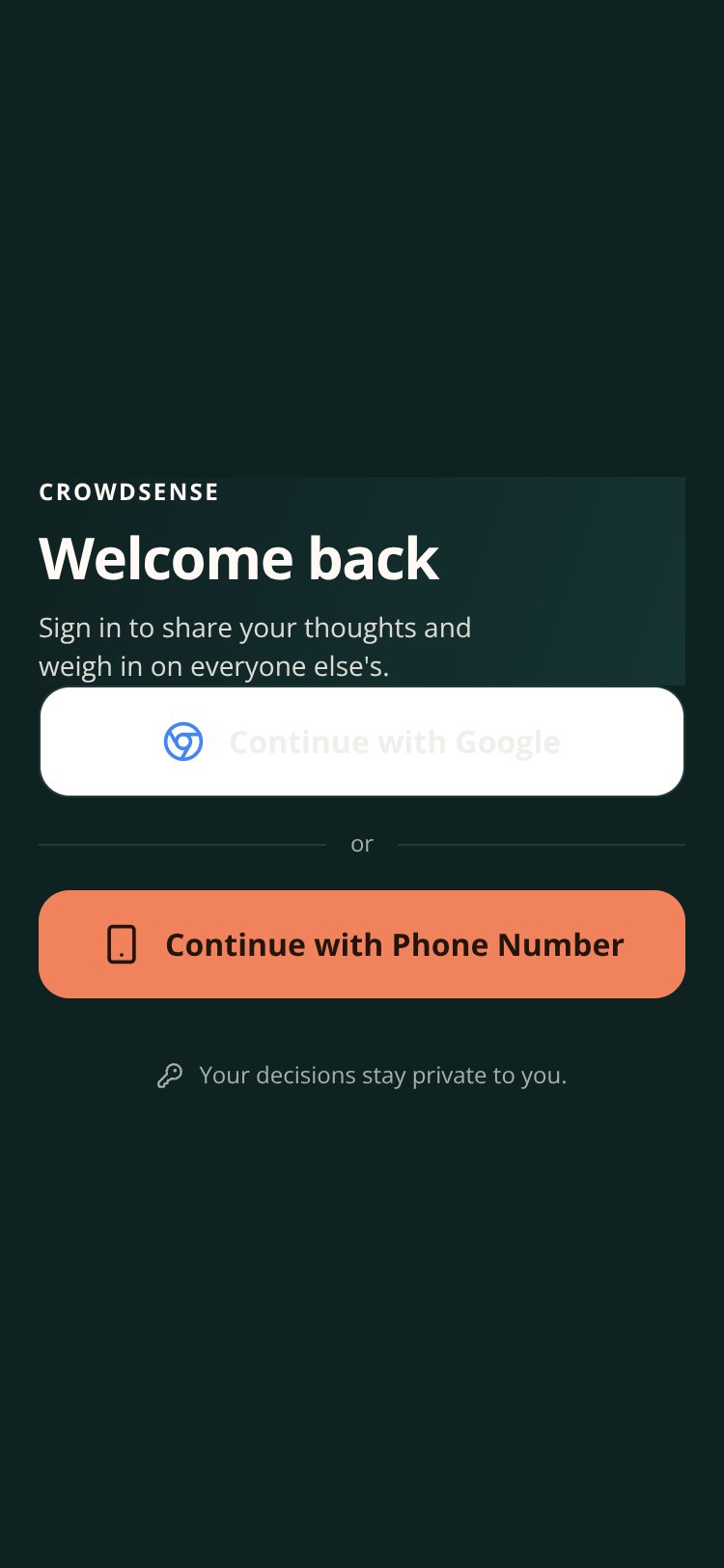 CrowdSense screen 1