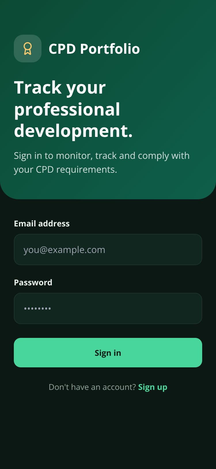 CPD Portfolio screen 1