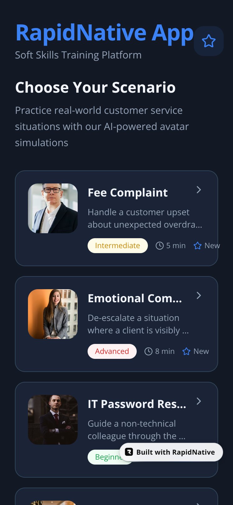 RapidNative App screen 1