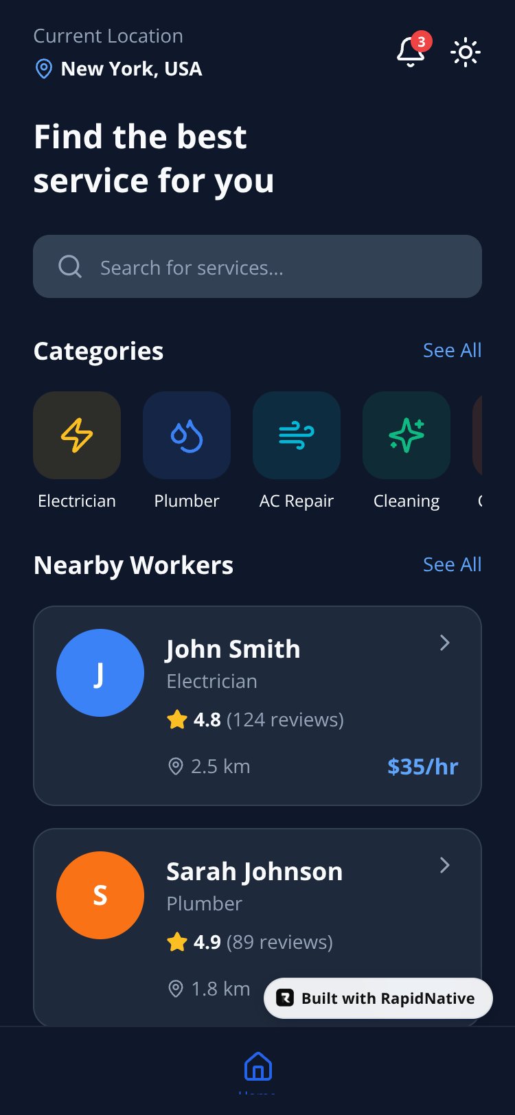 LocalPro Customer screen 1