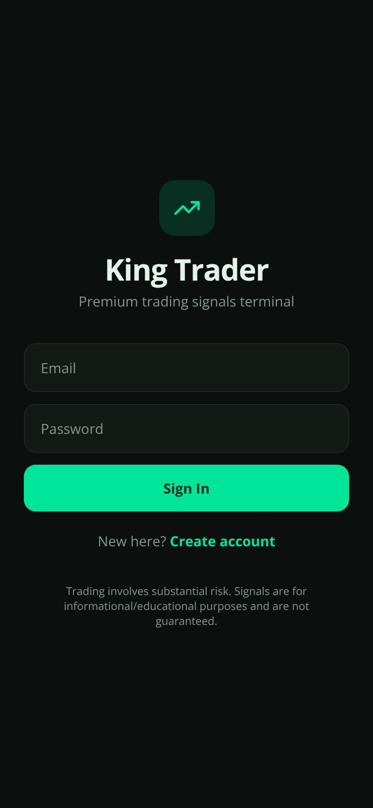 Trade with King Trader screen 1