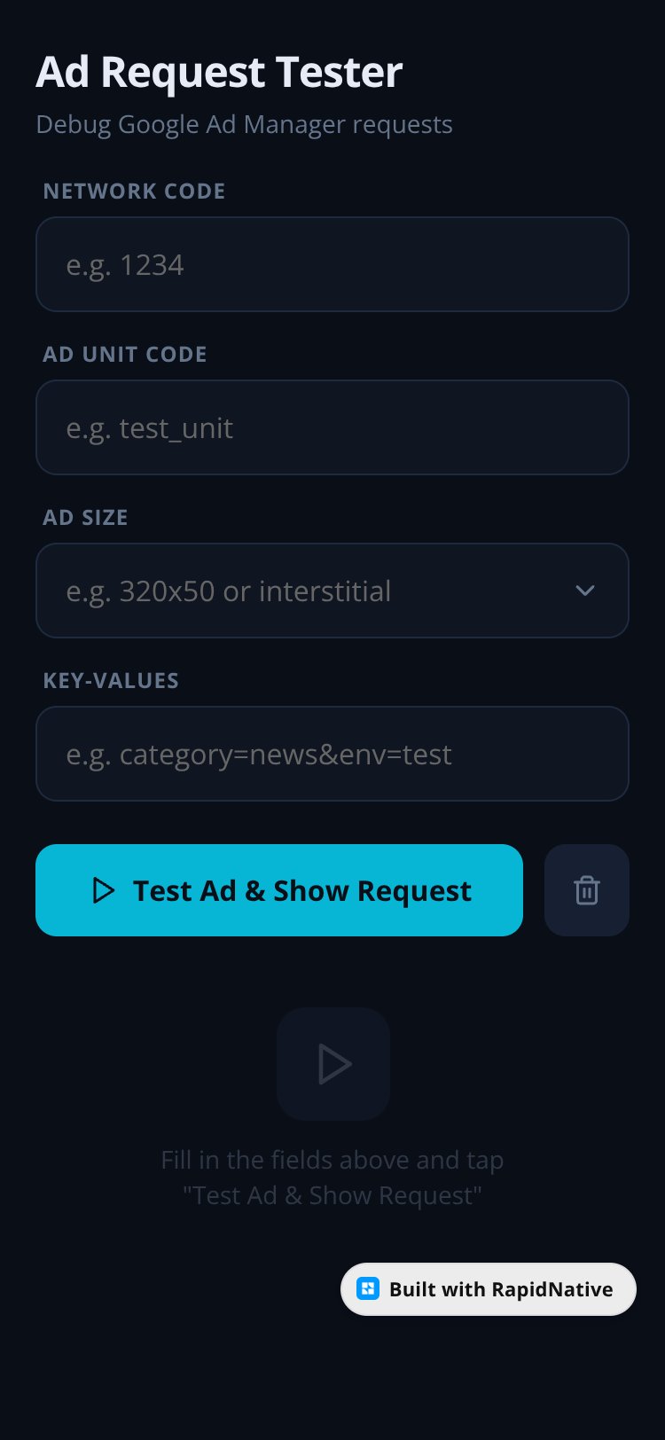 AdTester screen 1
