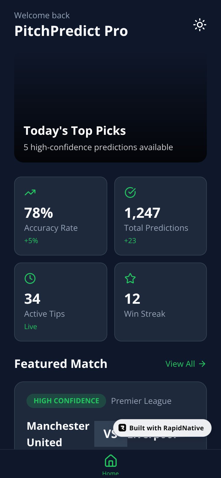 PitchPredict Pro screen 1