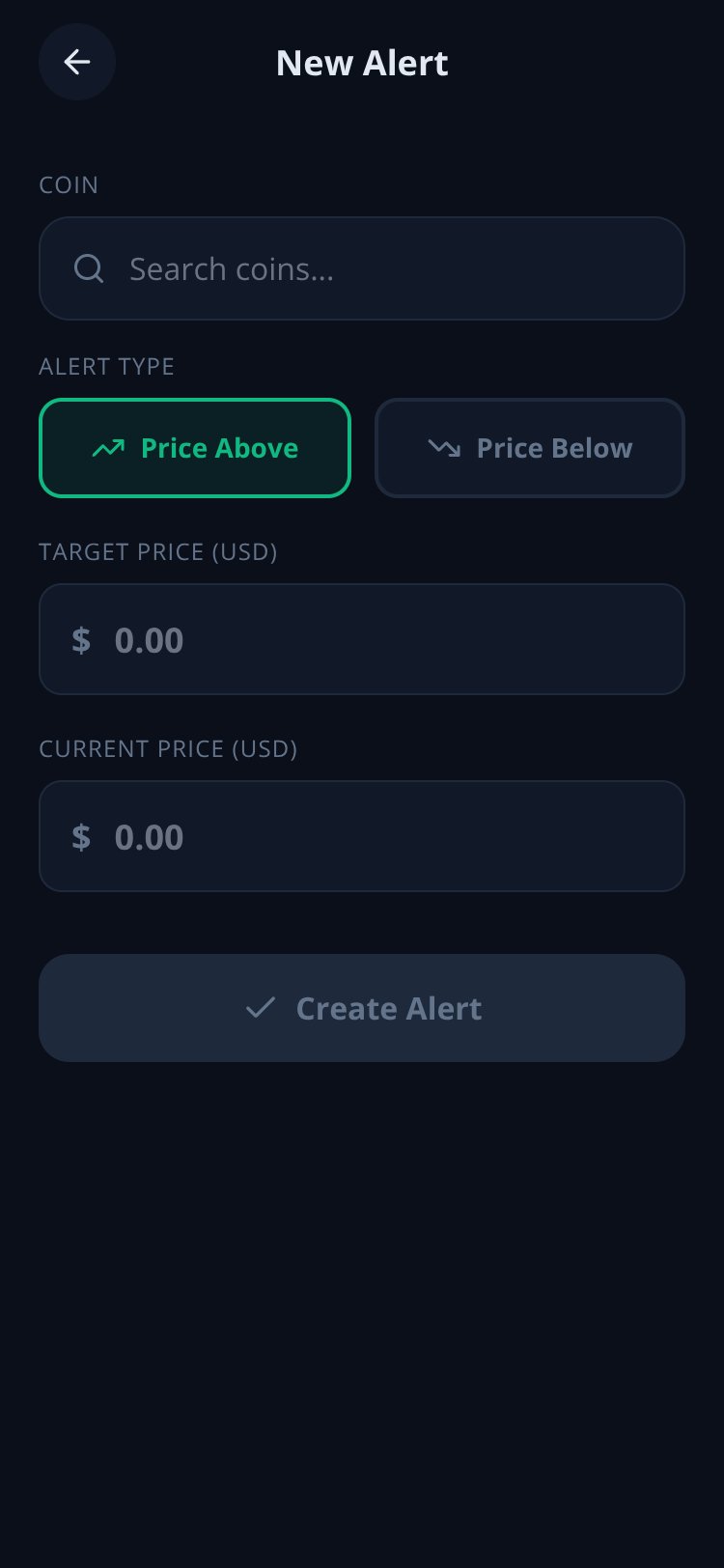 Crypto Alerts screen 1