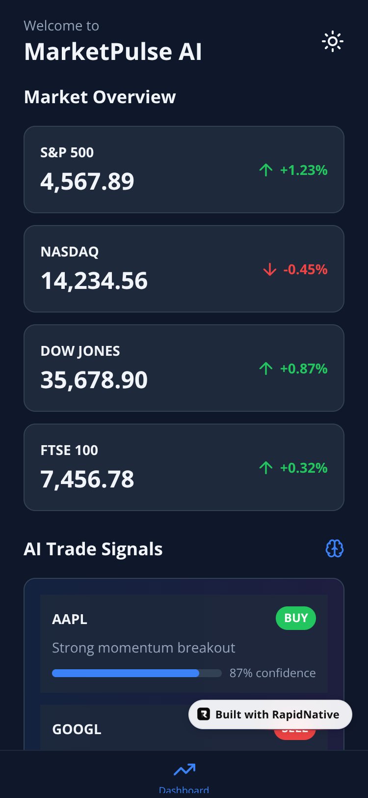 MarketPulse AI screen 1
