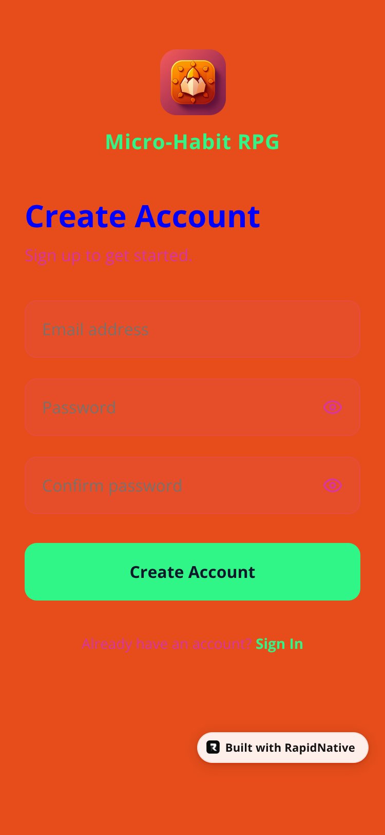 Micro-Habit RPG screen 2
