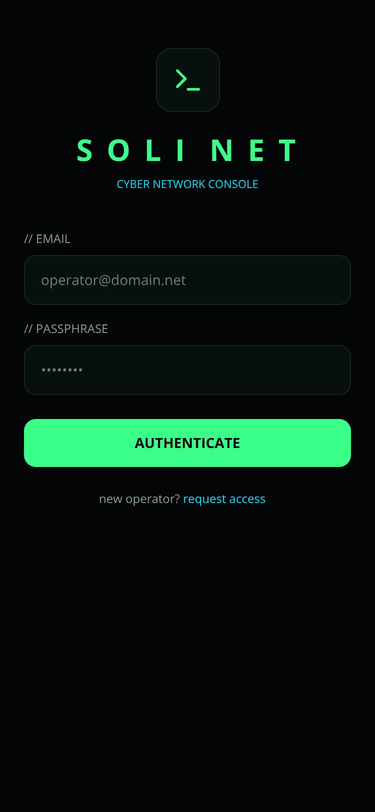 Soli Net screen 1