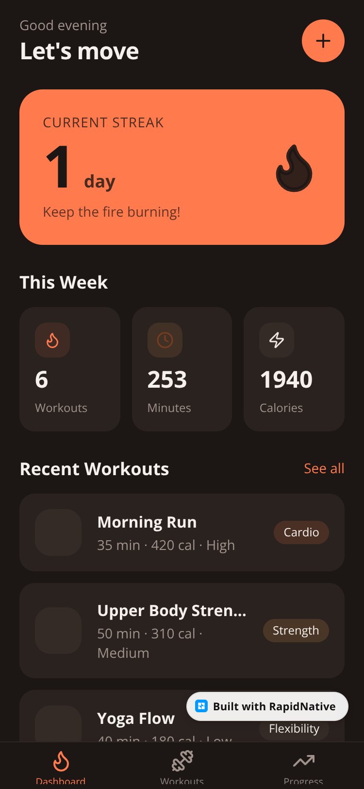 PulseFit screen 1