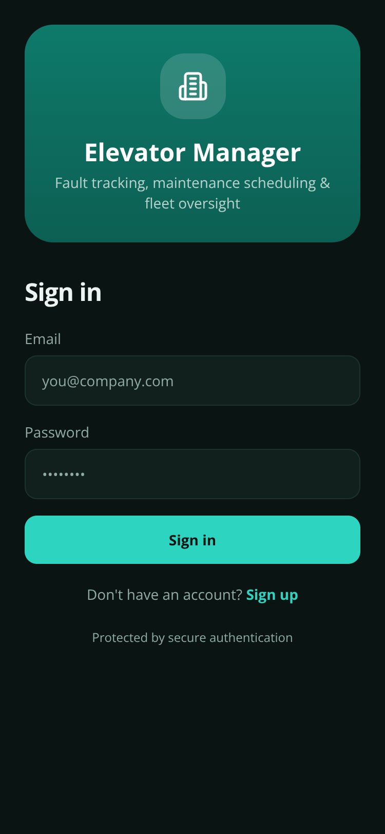 Elevator Manager screen 1