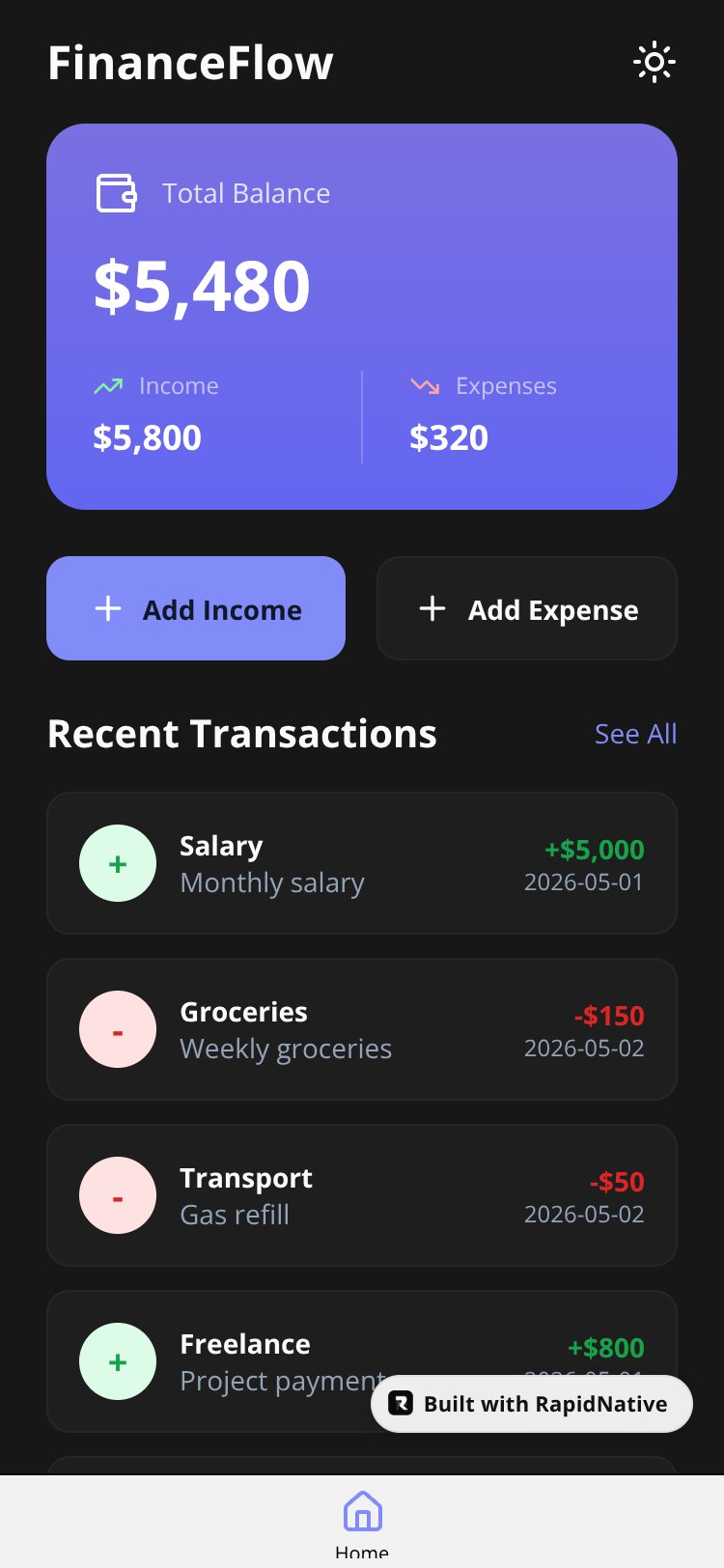 FinanceFlow screen 1