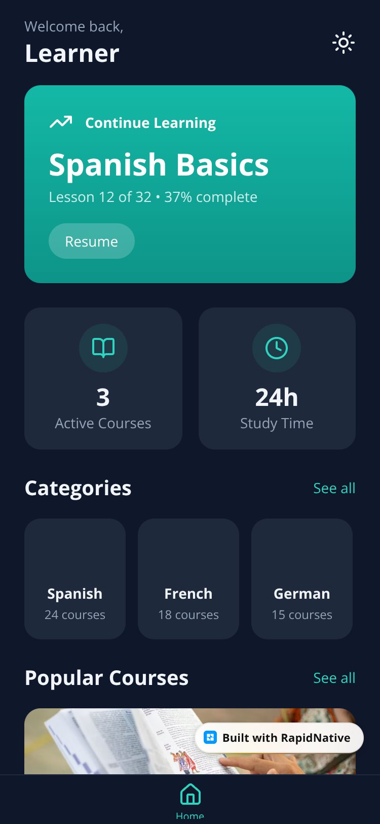 LanguageCourses screen 1