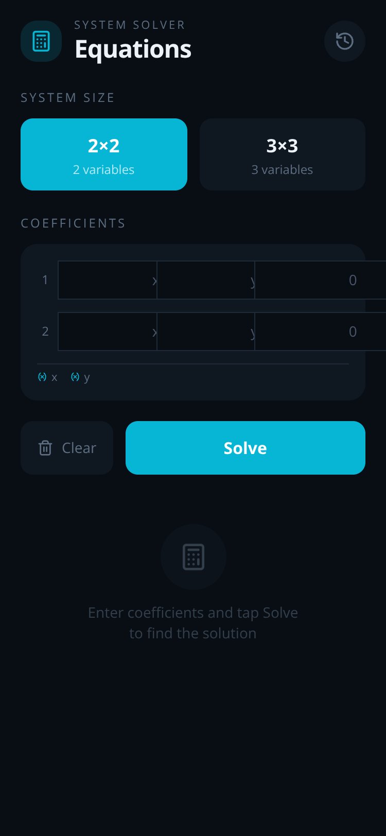 Equation Solver screen 2