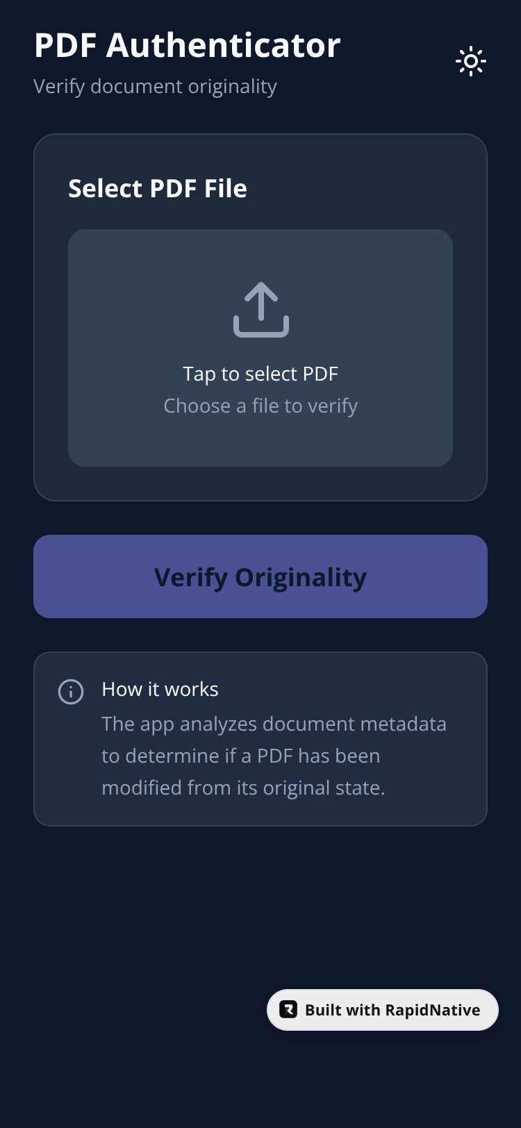 PDF Authenticator screen 1