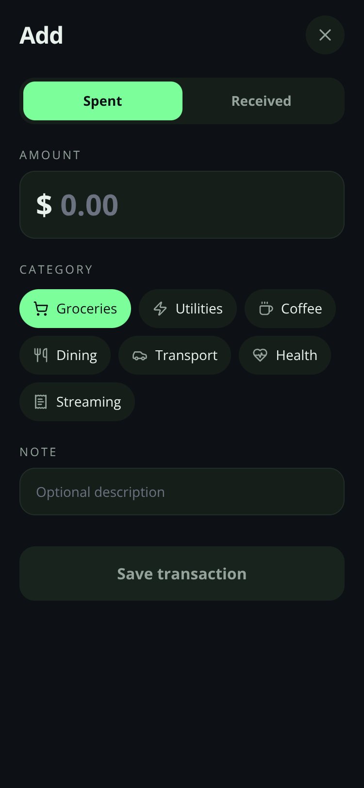 Ledger screen 1