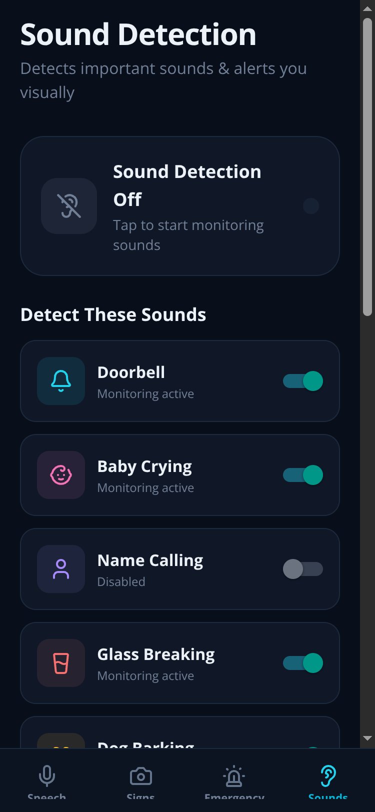 SenseAid screen 1