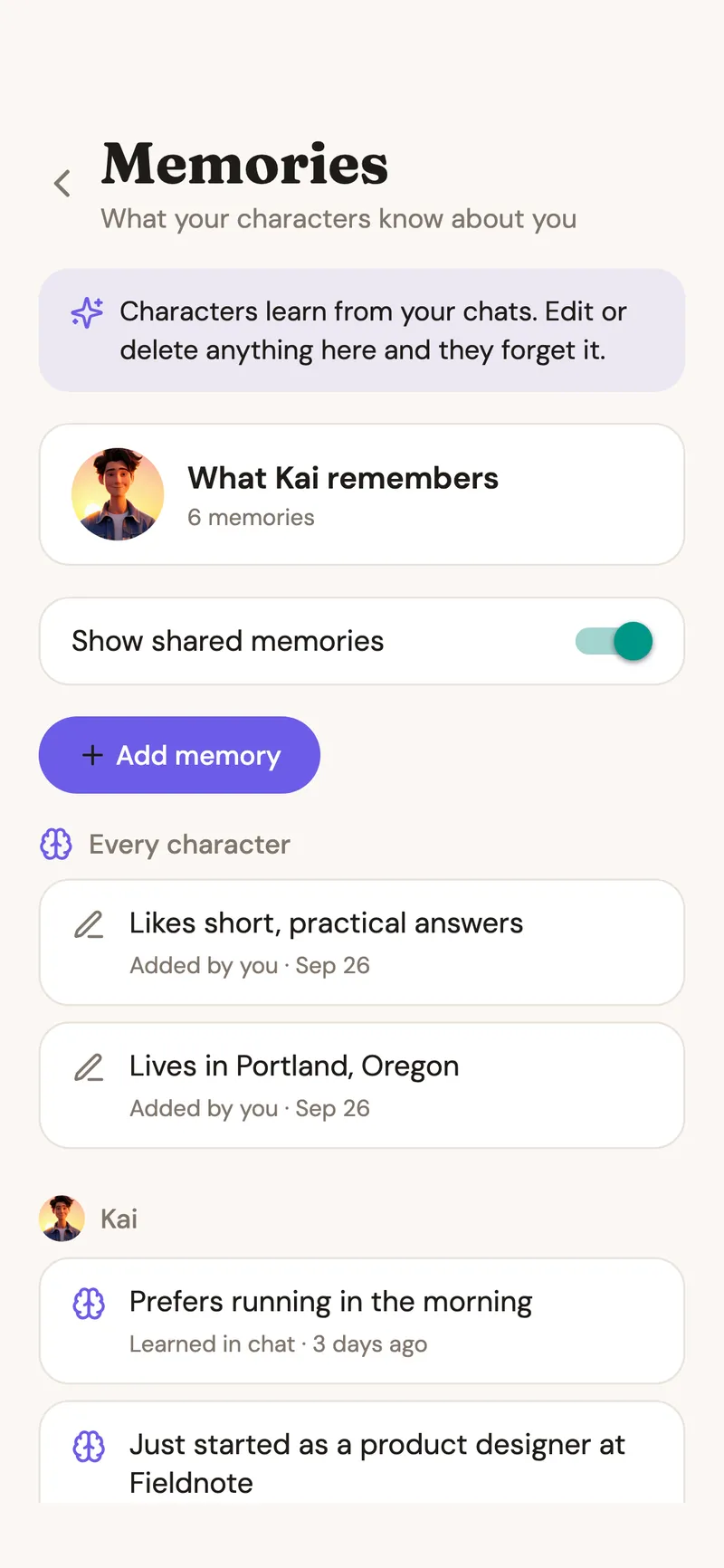 Memory you control