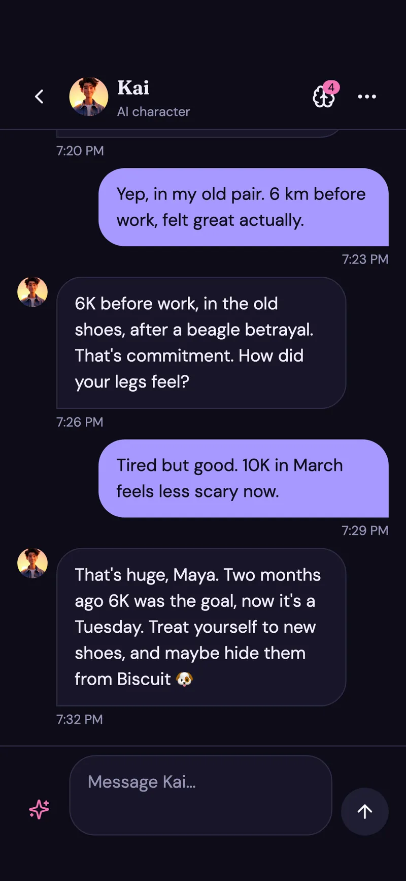 AI companion chat app in Midnight