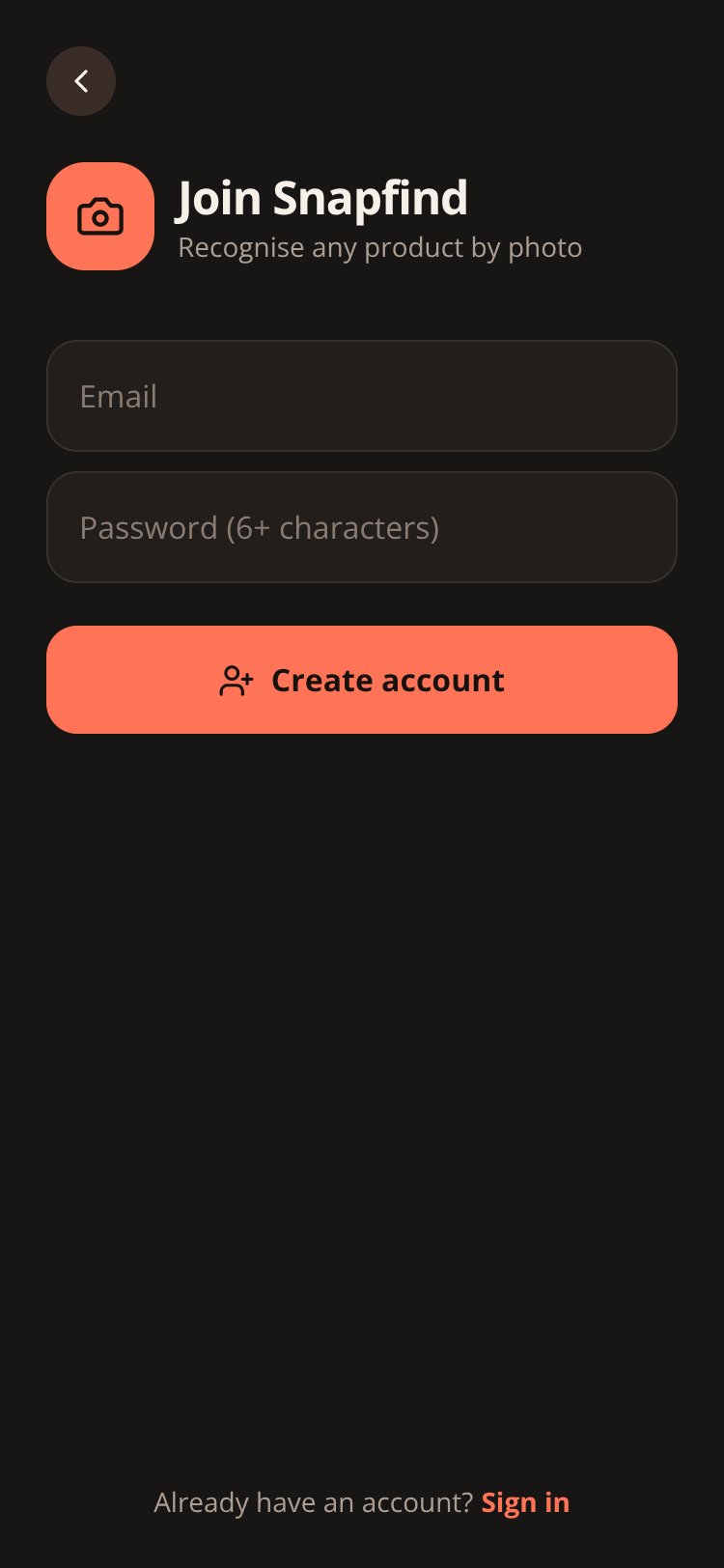 Snapfind screen 2