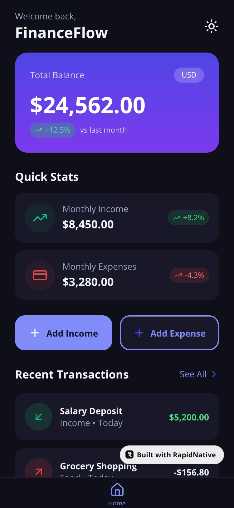 FinanceFlow Pro screen 1