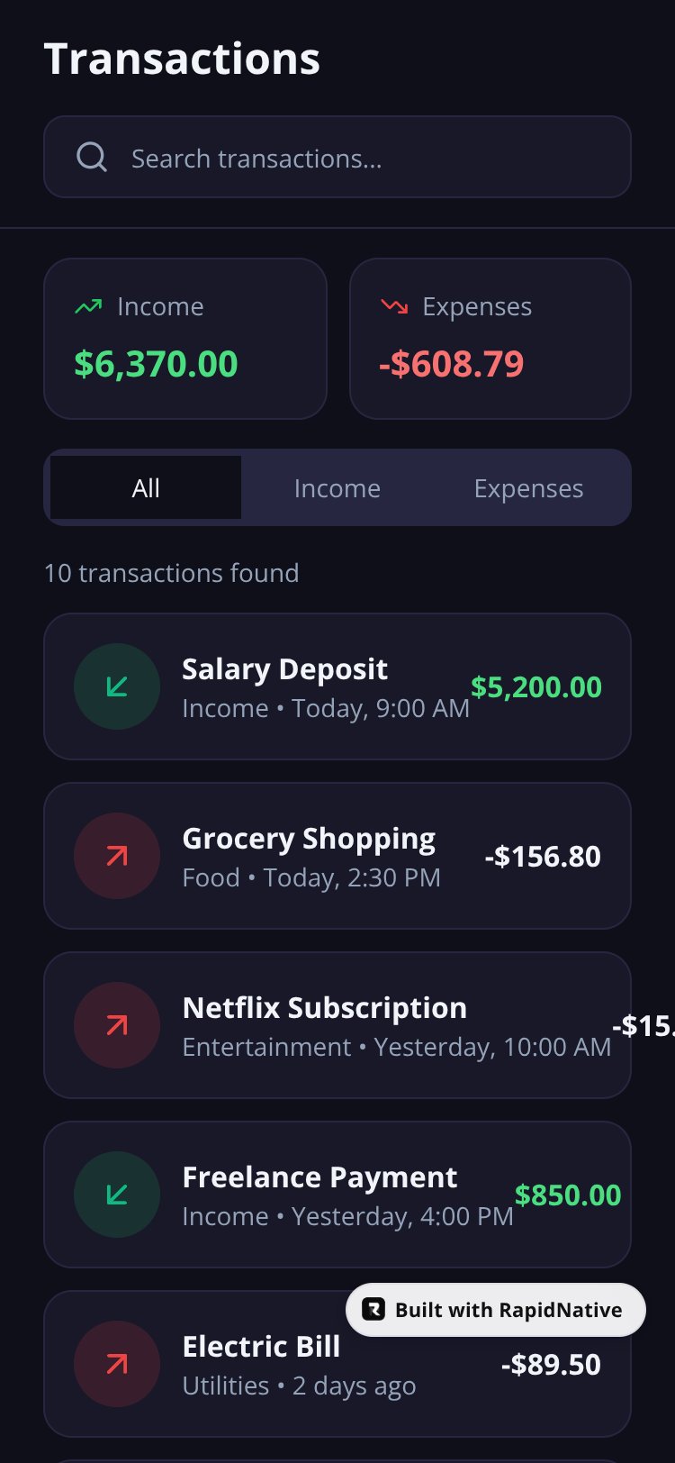 FinanceFlow Pro screen 2