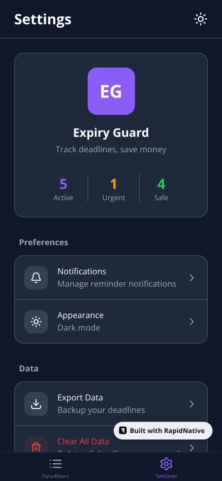 Expiry Guard screen 2