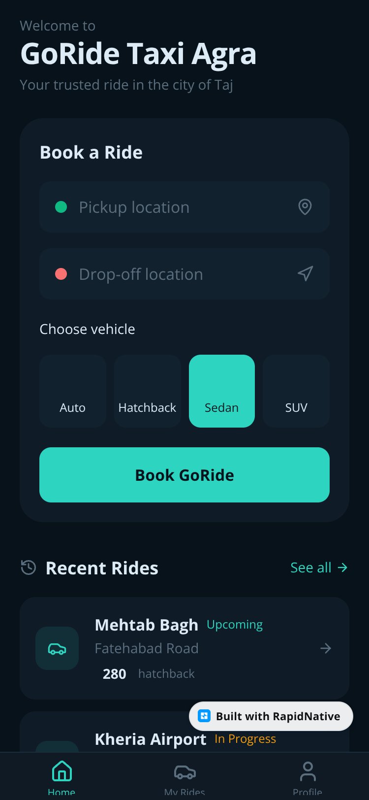 GoRide Taxi Agra screen 1