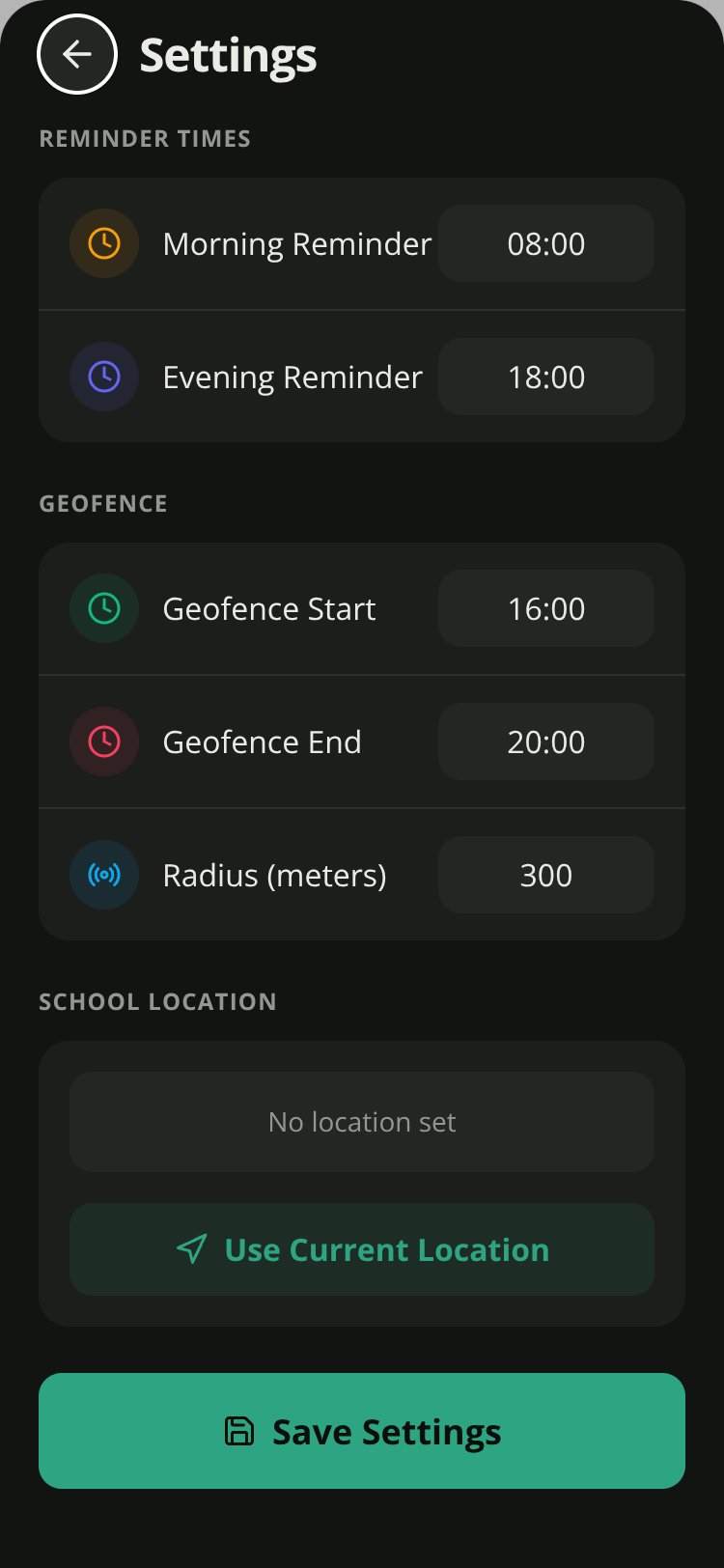 Attendance Reminder screen 2