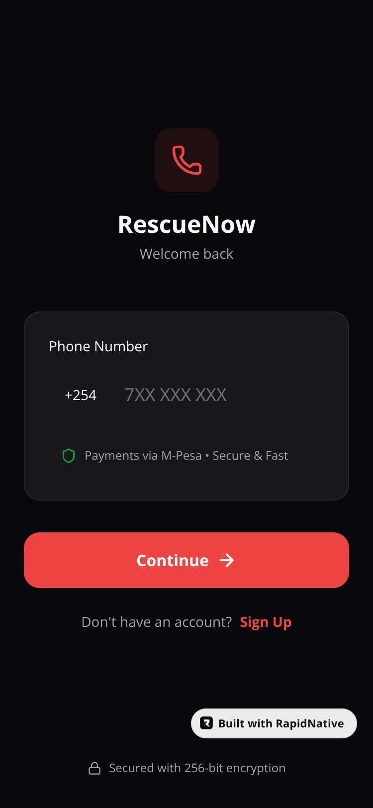 RescueNow screen 1