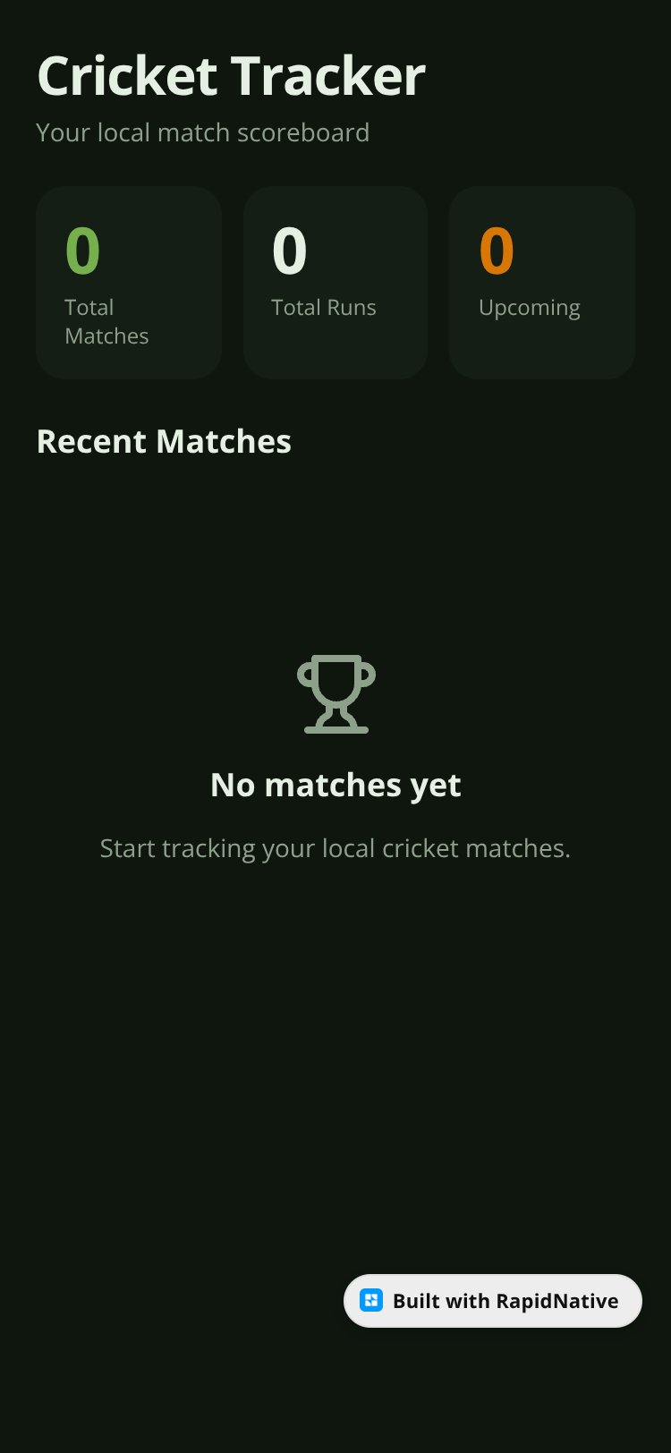 Cricket Tracker screen 1