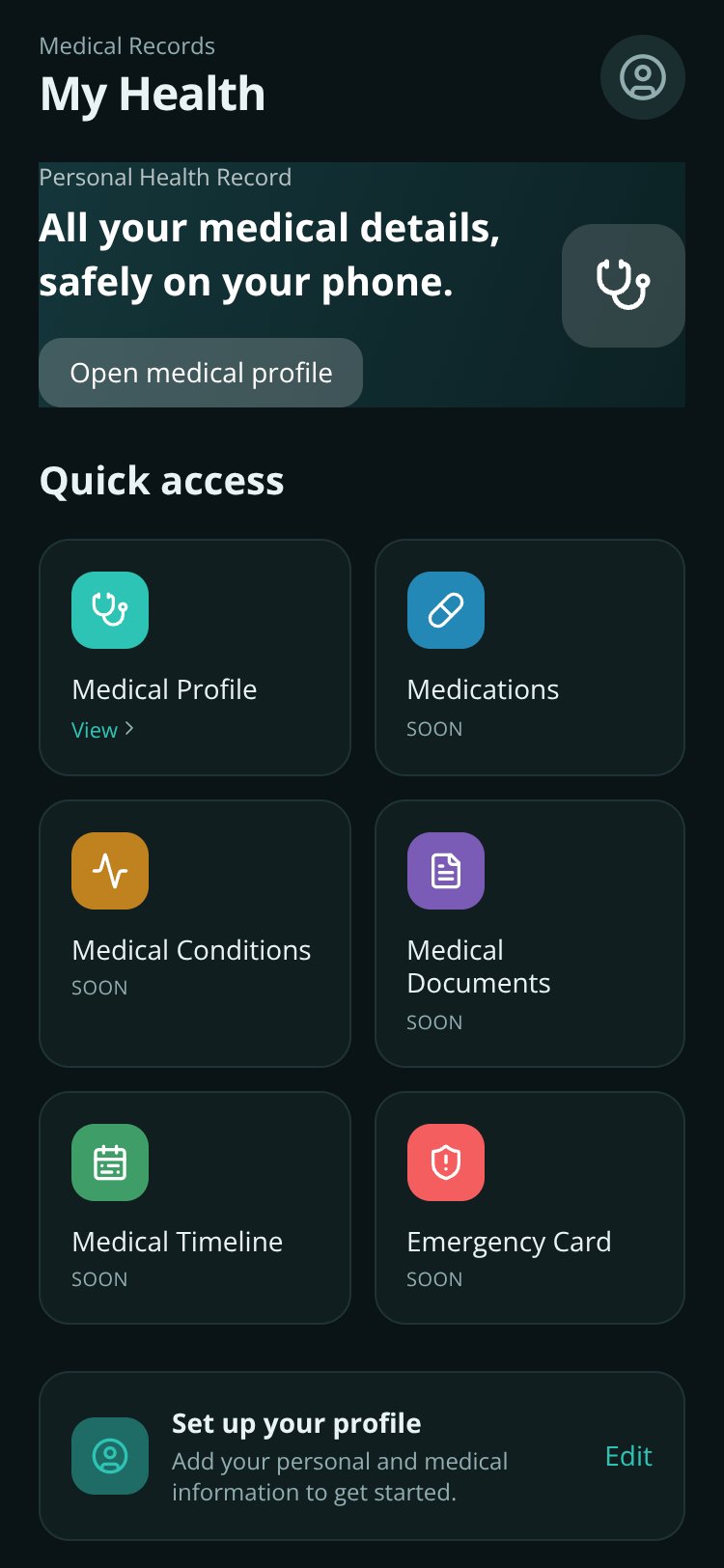 MediVault screen 1