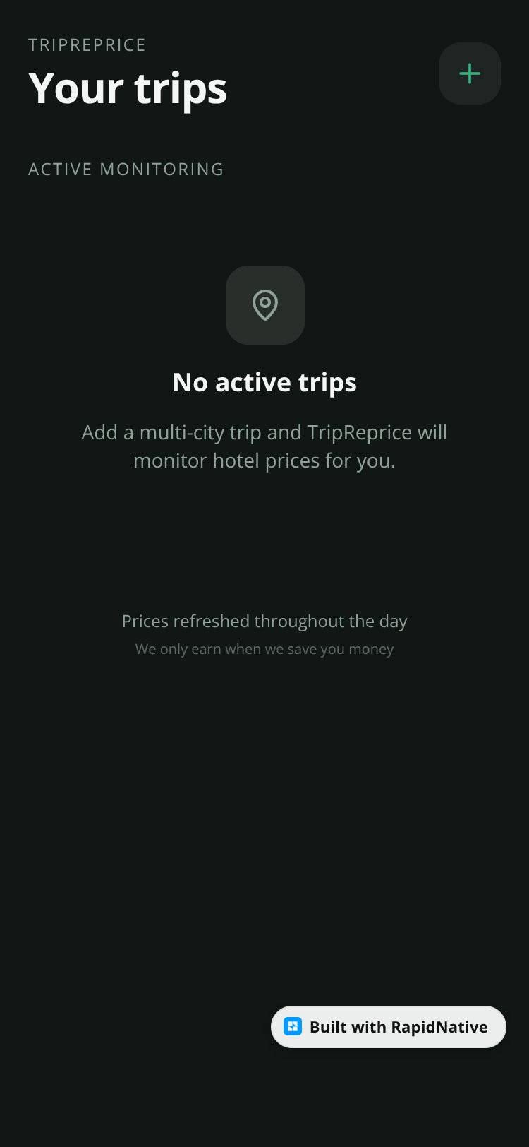 TripReprice screen 1