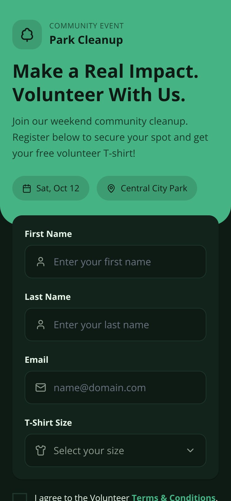 Community Cleanup screen 1