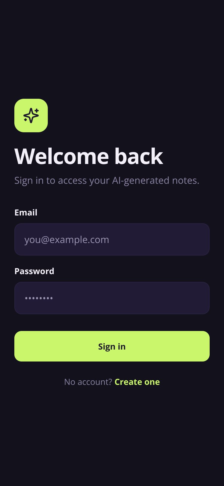 NoteForge screen 1
