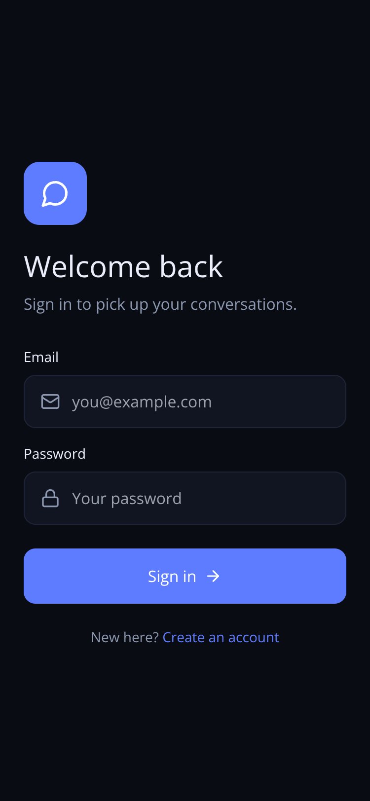 RapidNative App screen 1
