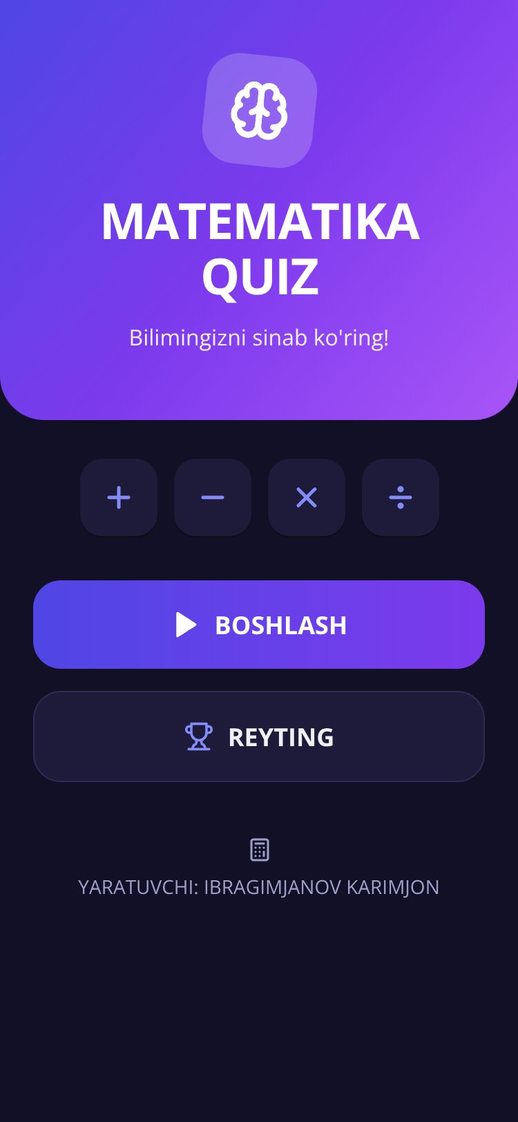 MATEMATIKA QUIZ screen 1
